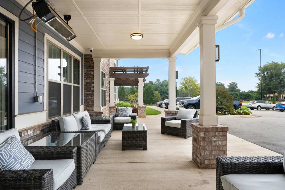 Outdoor seating area at The Barclay at Whiskey Road in Aiken, South Carolina