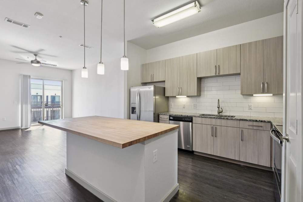 Kitchen island at Rivera on Broadway in San Antonio, Texas