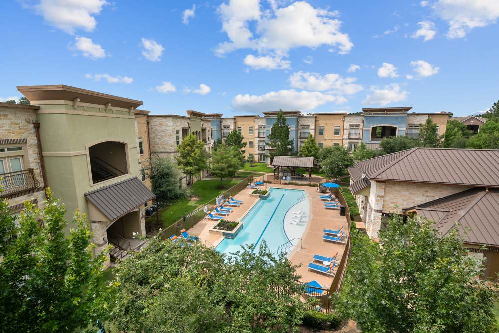 Aerial view of community at The Loop in Conroe, Texas