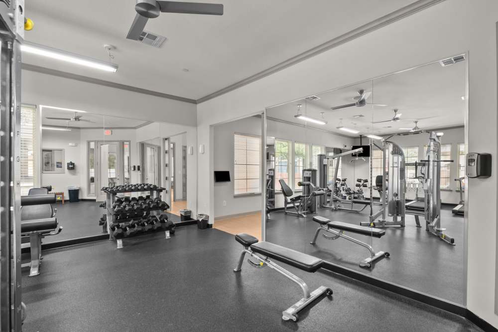 Community fitness center at The Loop in Conroe, Texas