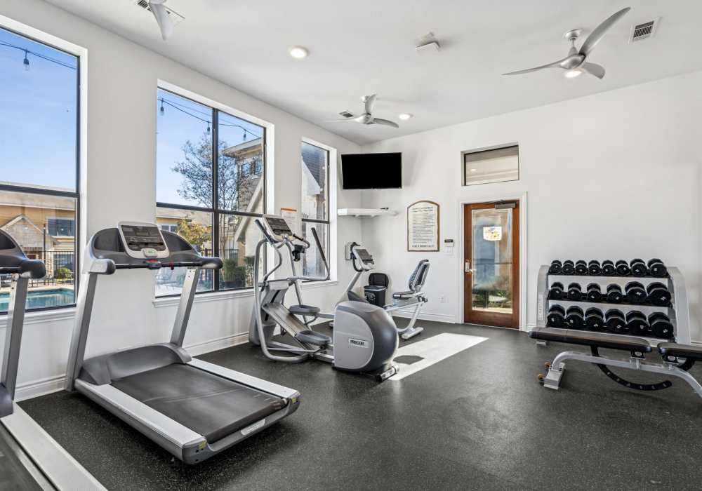 Well equipped fitness center at Providence Estates in San Antonio, Texas