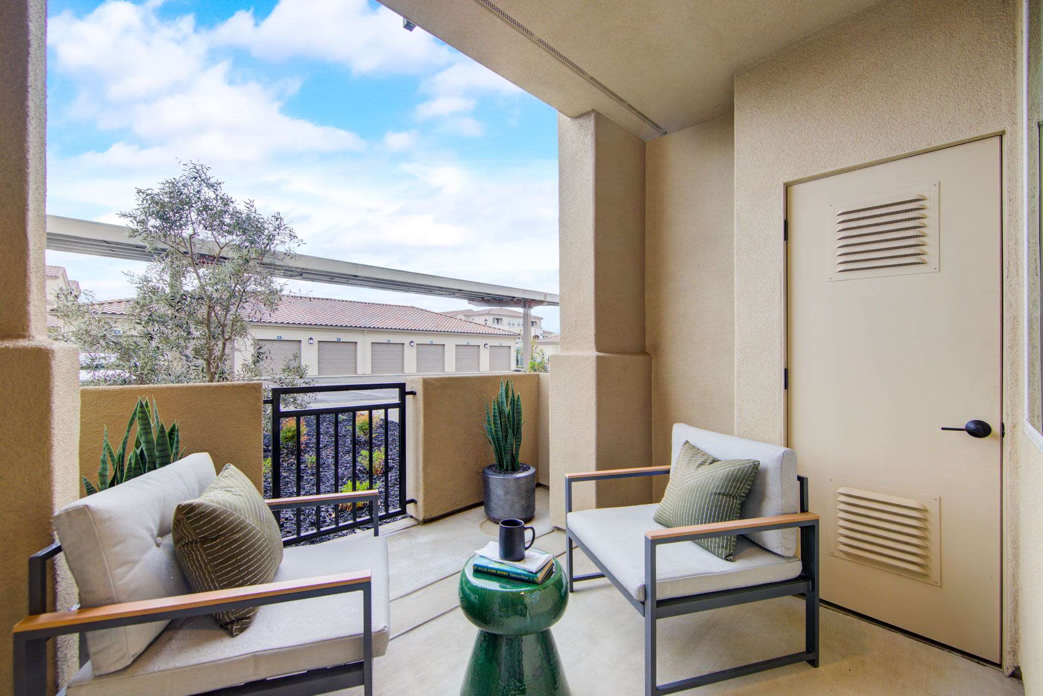 Veranda overlooking amenities at Aviara at Mountain House in Mountain House, California