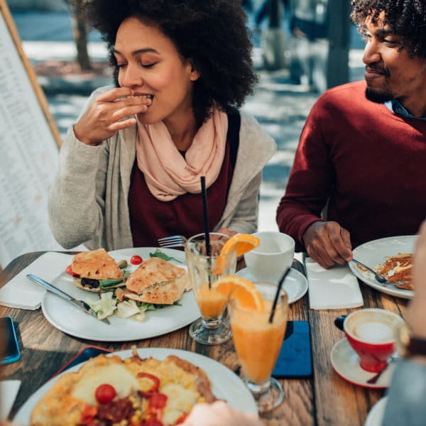 Residents having a bite to eat near Cascade Ridge in Tacoma, Washington