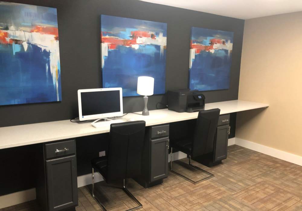 Business center at Branch Creek Apartments in Carrollton, Texas