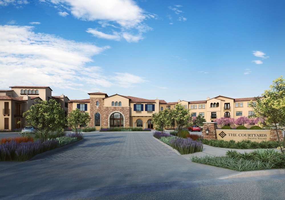 Exterior view of community at The Courtyards Pacific Village in San Diego, California