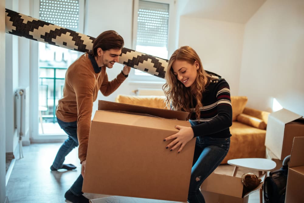 Couple packing up apartment near A-American Self Storage in Los Angeles, California