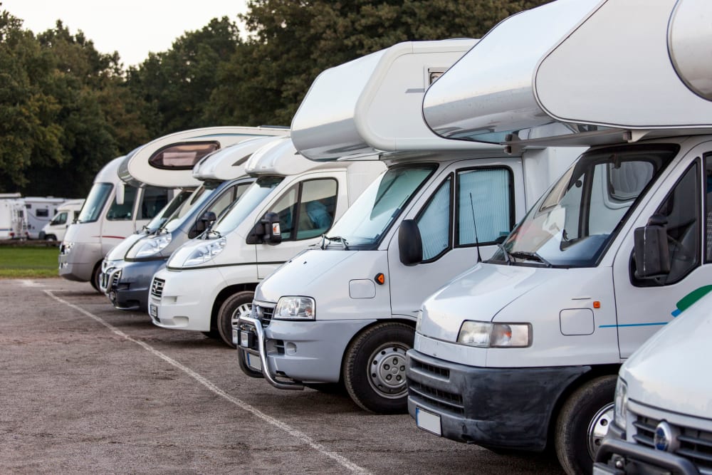 RVs parked at Stor-N-Lok in Springfield, Oregon