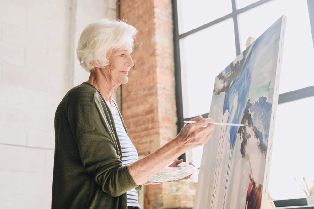 Resident painting at Clearwater at Sonoma Hills