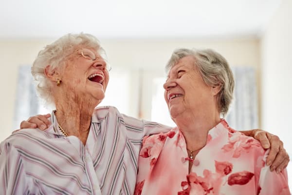 Two residents having a laugh