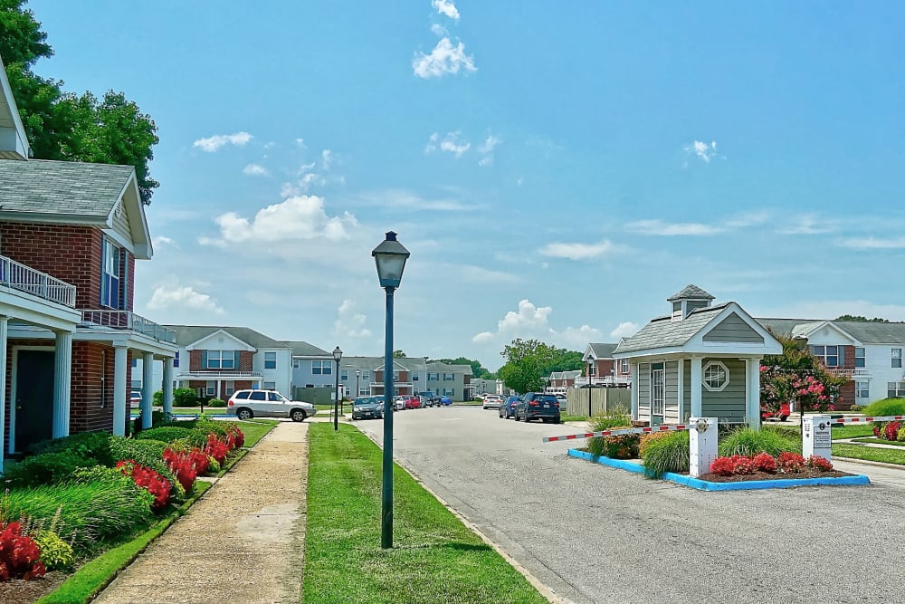 Road entry into community at Mariner's Watch in Norfolk, Virginia