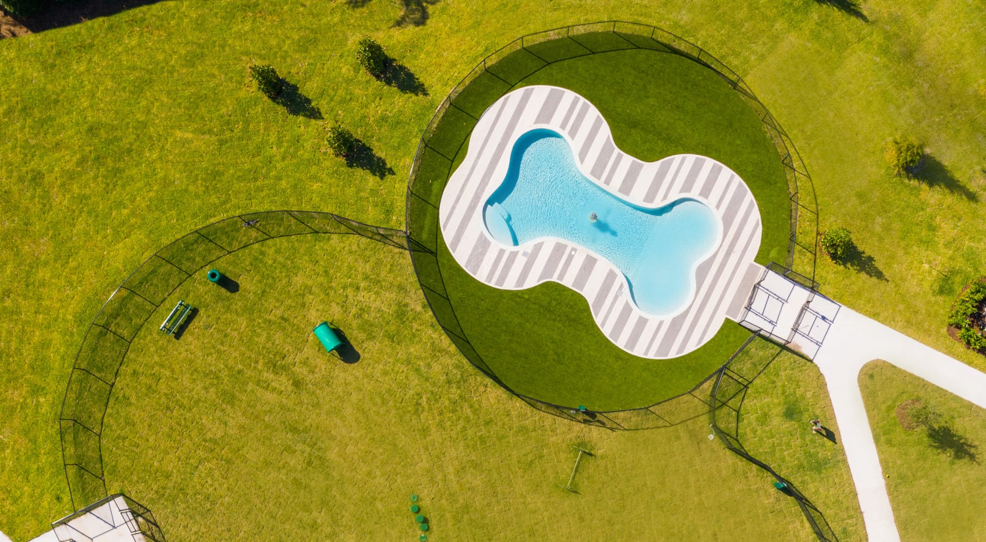 Aerial view of the onsite dog park at Luxor Club in Jacksonville, Florida