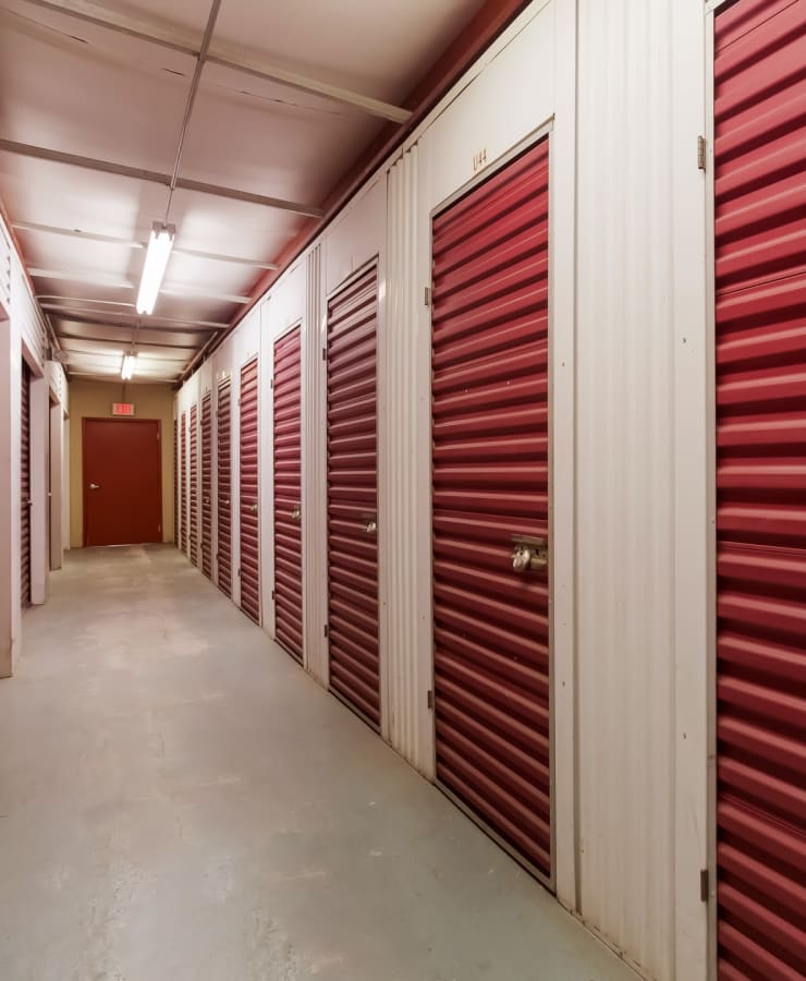 Indoor self storage units at StorQuest Self Storage in Tampa, Florida