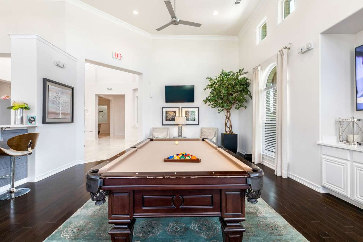 Pool table for residents at Century Stone Hill North, Pflugerville, Texas