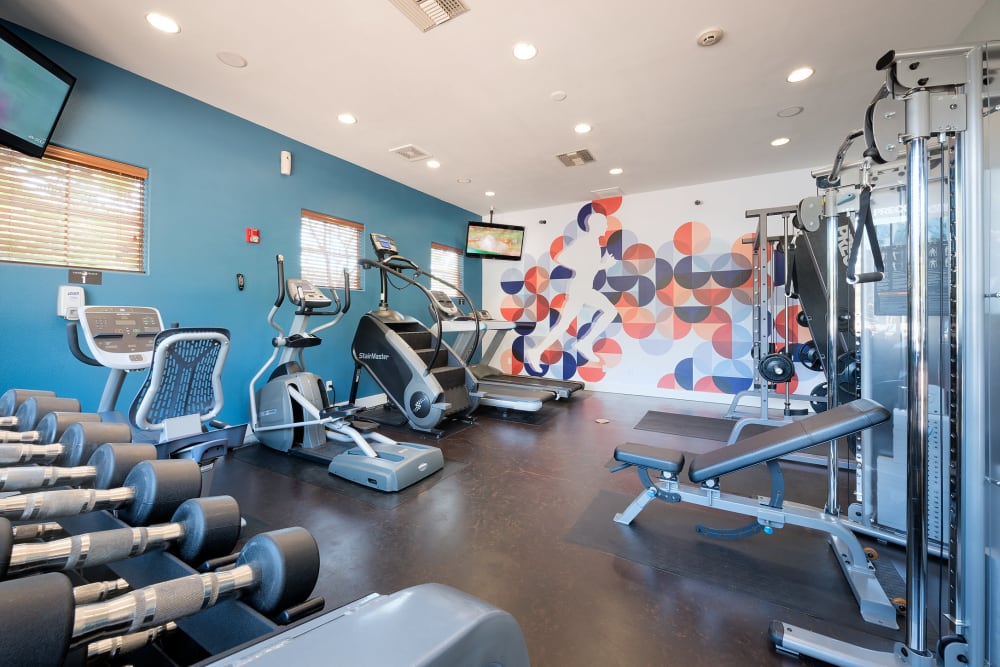 Onsite fitness center at Avoca Dublin Station in Dublin, California