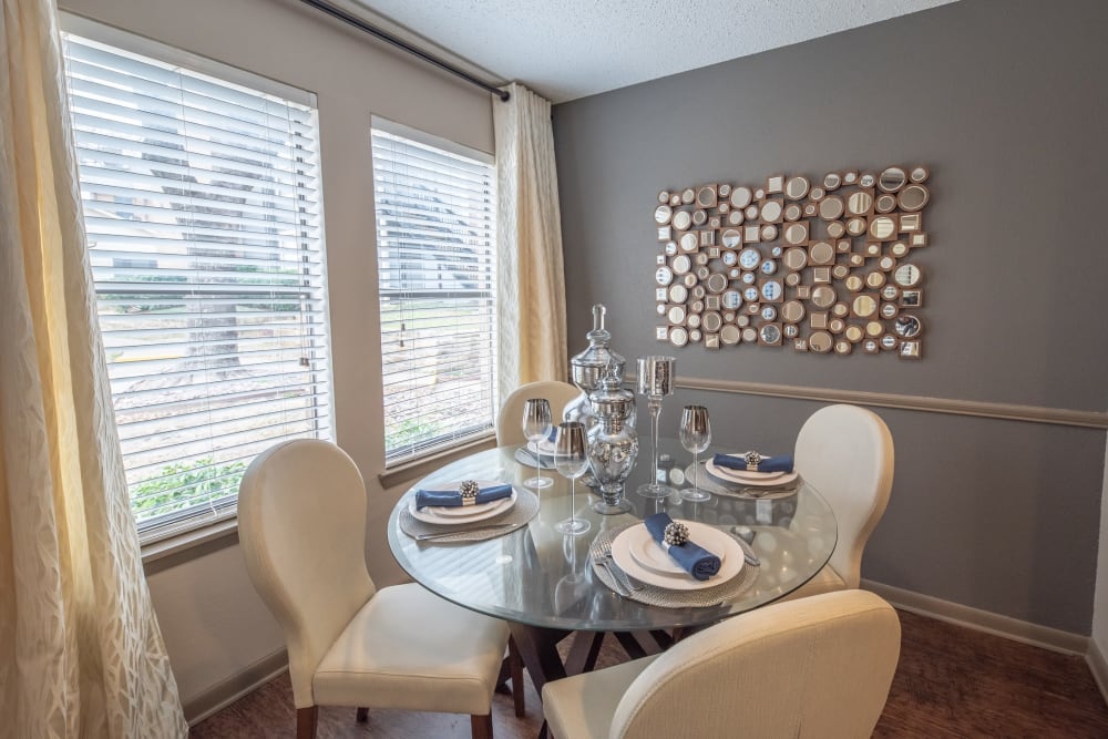 Breakfast nook in a model home at Ridgeview Place in Irving, Texas