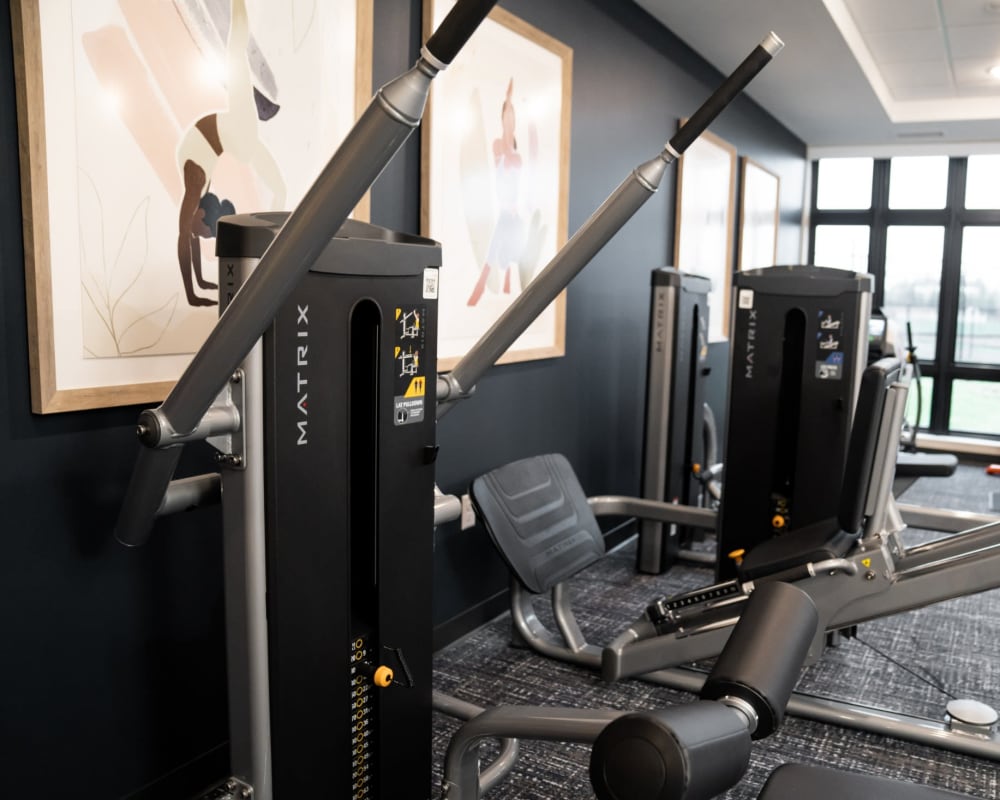 Community gym with weight machines at The Pillars of Hermantown in Hermantown, Minnesota