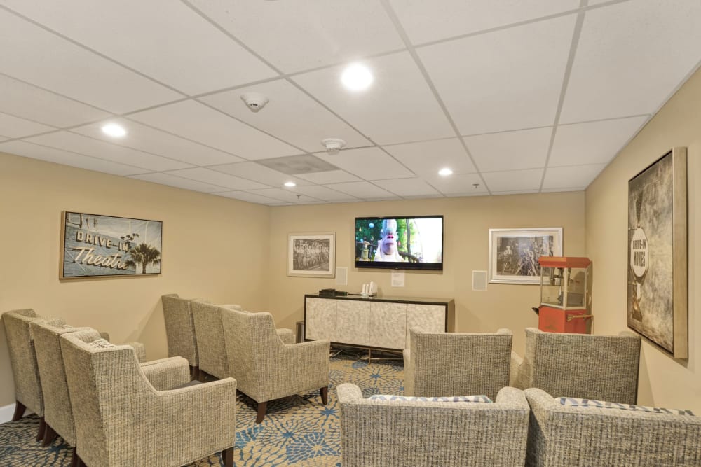 Movie viewing area at Island House in Mercer Island, Washington