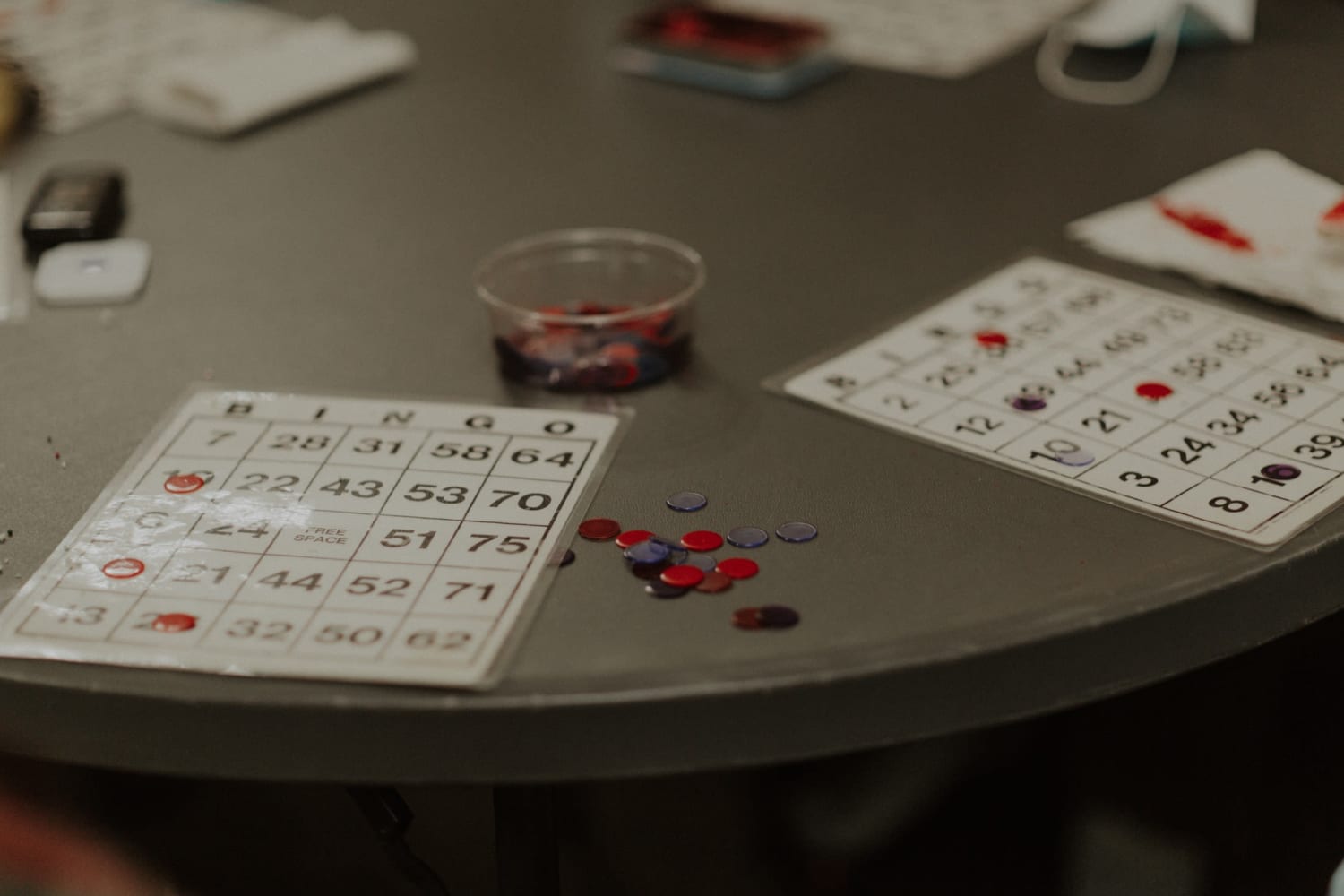 Bingo cards at The Whitcomb Senior Living Tower in St. Joseph, Michigan