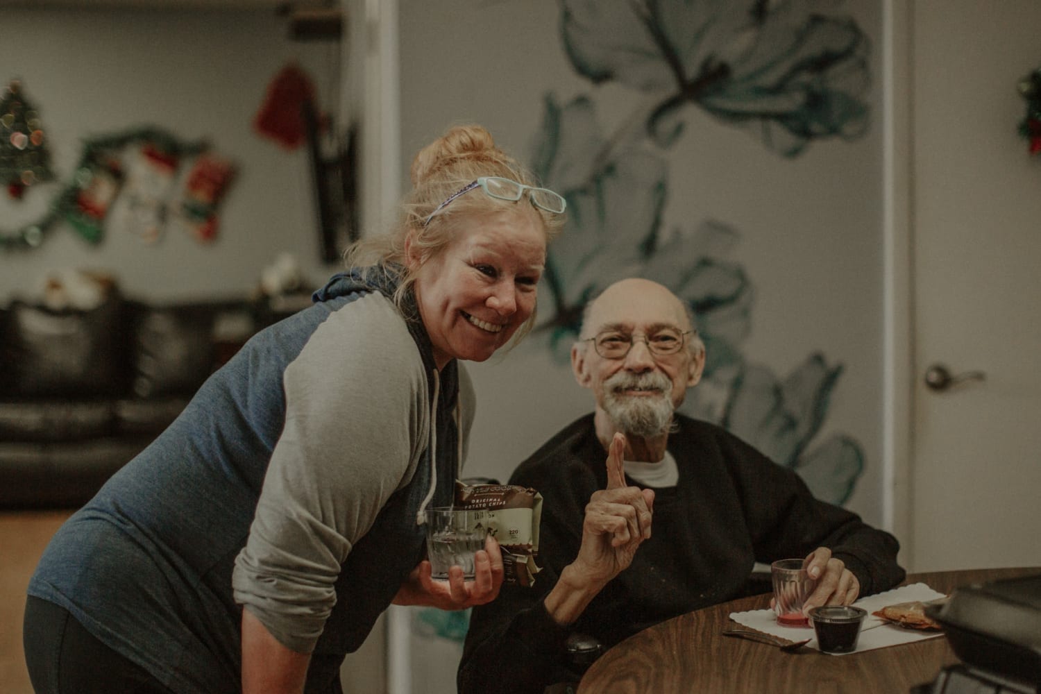 Caregiver and resident at The Whitcomb Senior Living Tower in St. Joseph, Michigan