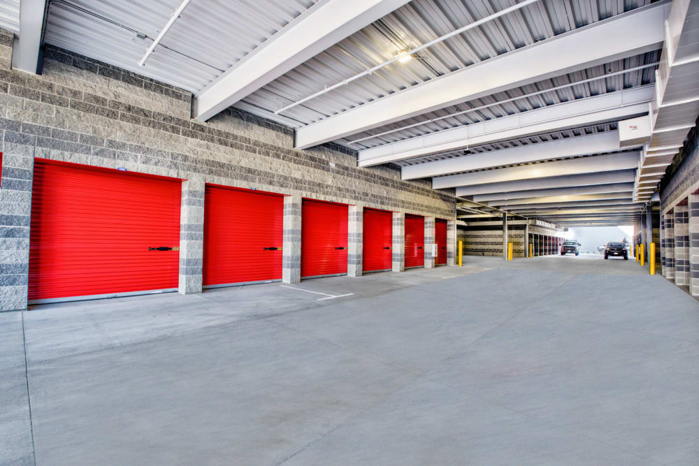 Covered drive-up access storage units at Trojan Storage of Glendale in Glendale, California