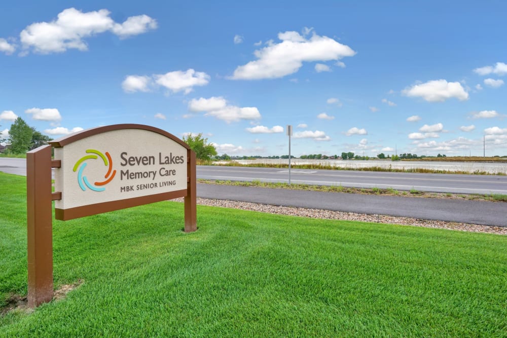 Sign at Seven Lakes Memory Care in Loveland, Colorado 