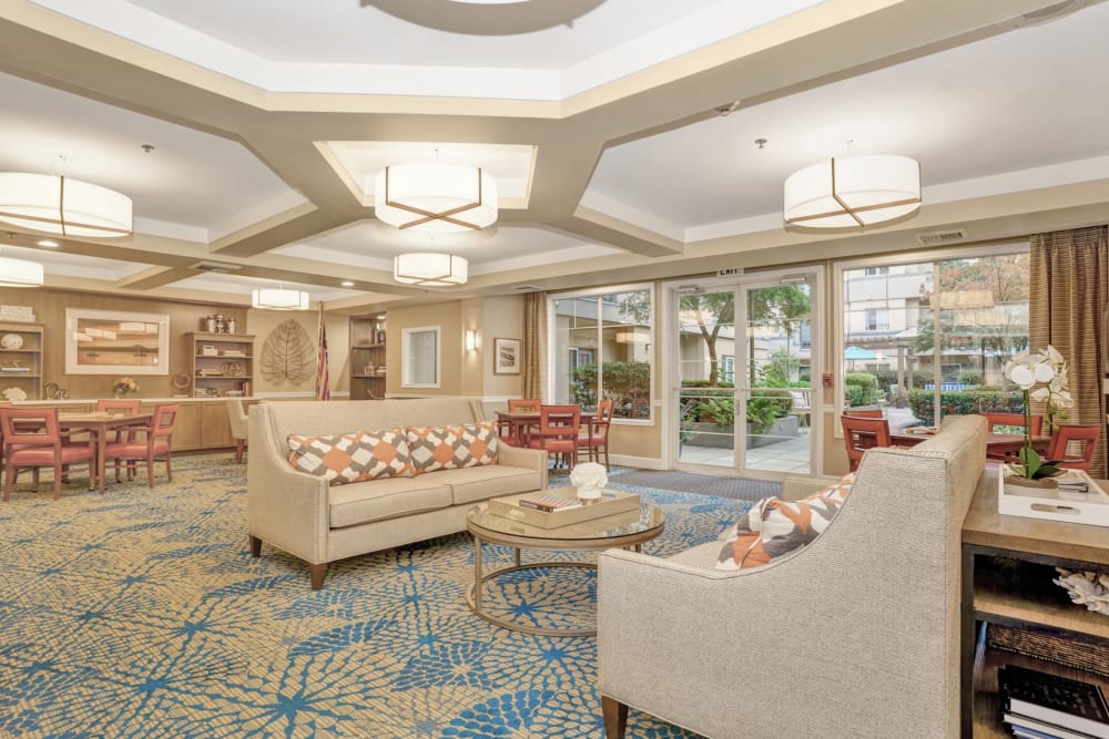 Elegant interior sitting area at Island House in Mercer Island, Washington