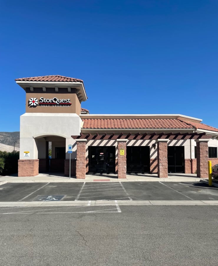 The exterior of the main entrance at StorQuest Self Storage in Reno, Nevada