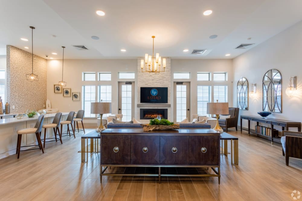 Spacious lounge at Estero Parc in Estero, Florida