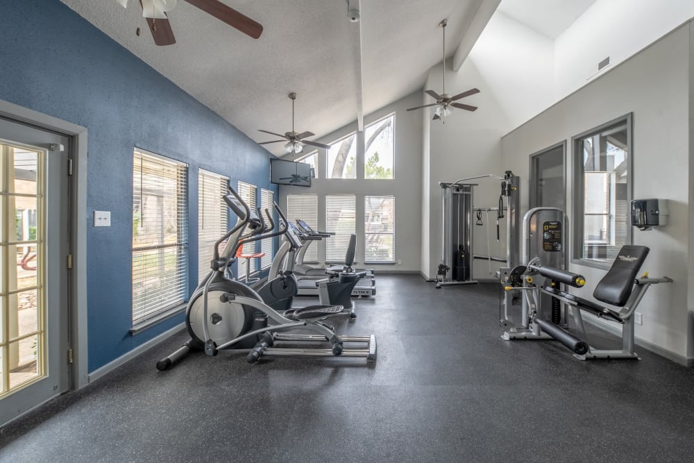 Fitness center at Ridgeview Place in Irving, Texas