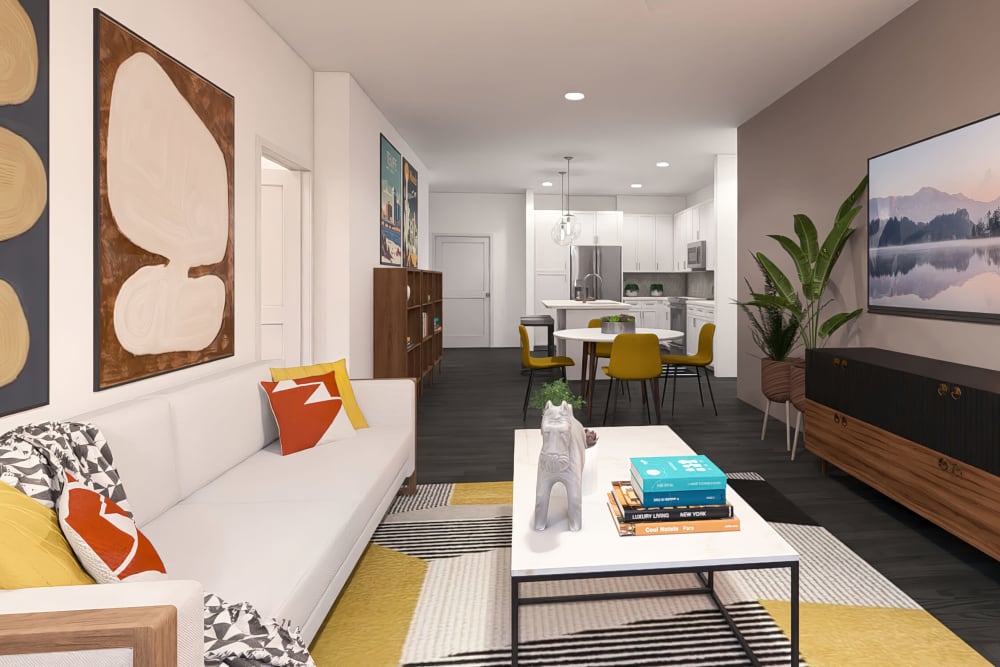 Bright well decorated bedroom at Alexan Tempe in Tempe, Arizona