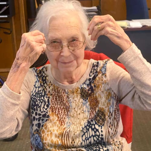 A happy resident at Canoe Brook Assisted Living in Ardmore, Oklahoma