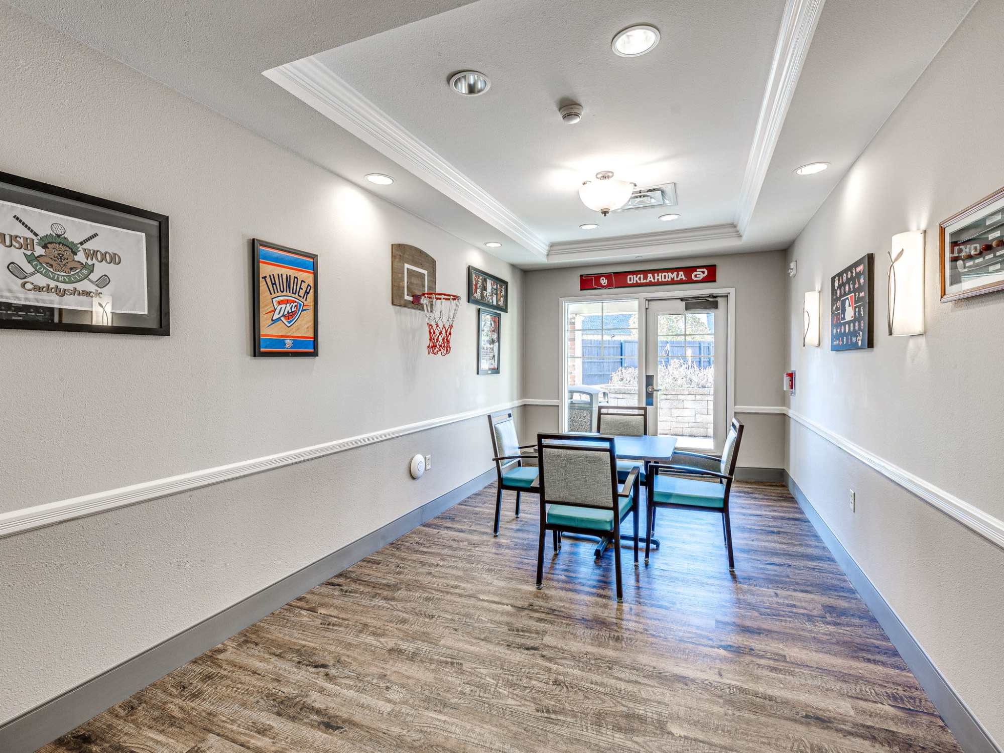 Common area with wide space at Iris Memory Care of Tulsa in Tulsa, Oklahoma