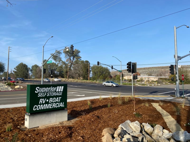 sign facing road at Superior Boat, RV & Commercial Self Storage in Folsom, California