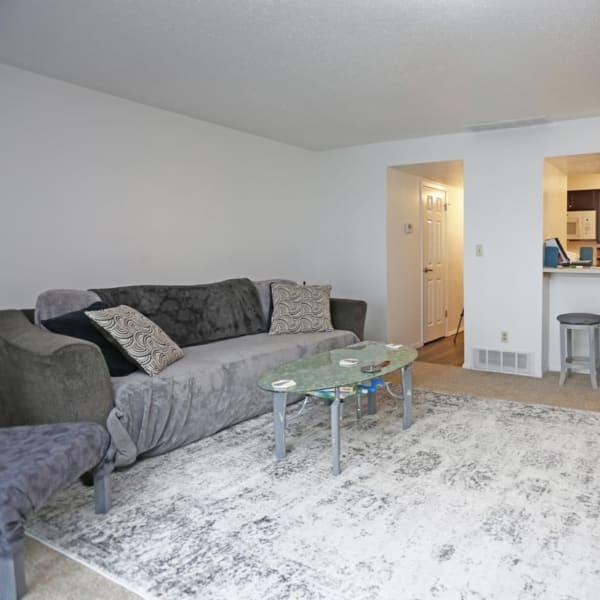 Living room at Spring Creek Townhomes in Springfield, Illinois