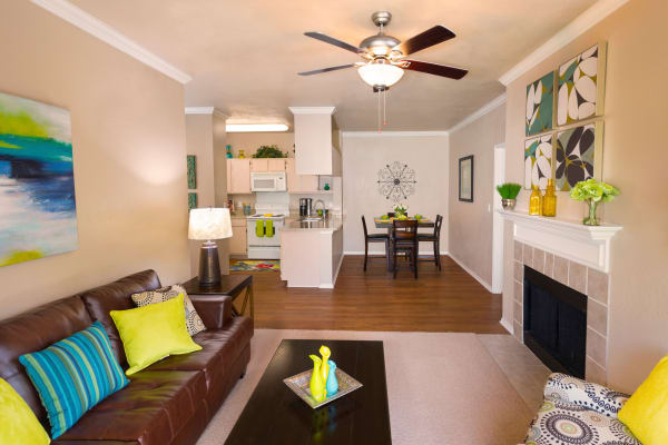 Luxury living room at Ballantyne Apartments in Lewisville, Texas