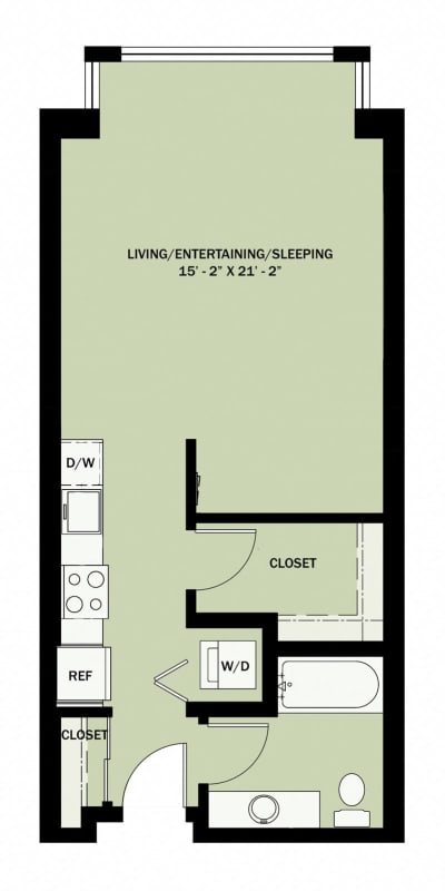 Studio 1 Bath Income Qualified A1 Floorplan