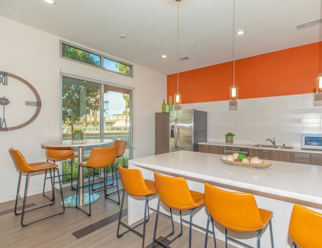 Community kitchen area at First Street in , California