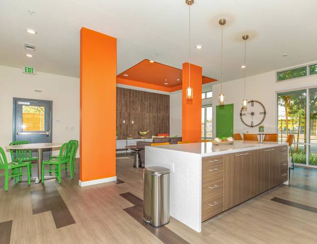 Community kitchen bar at First Street in , California