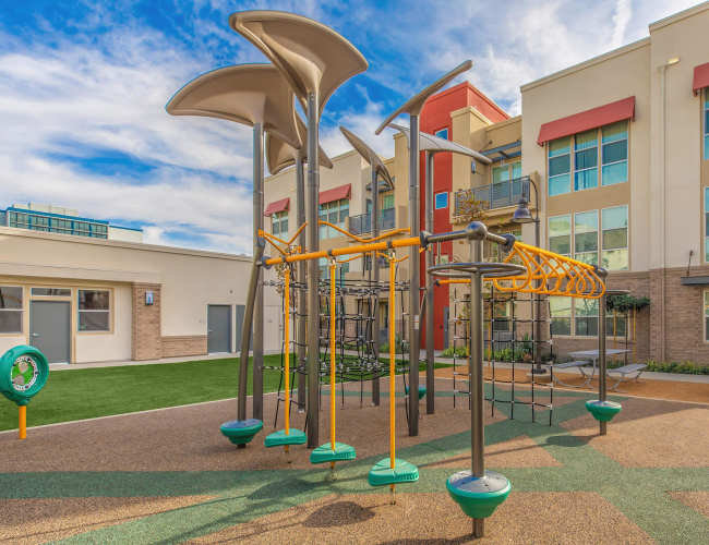 Apartment play area at First Street in , California