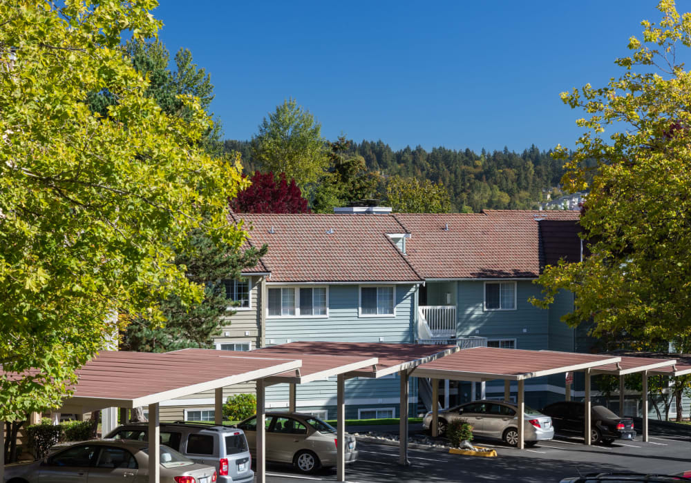 Our community's entrance sign welcoming residents and their guests to The Knoll Redmond in Redmond, Washington