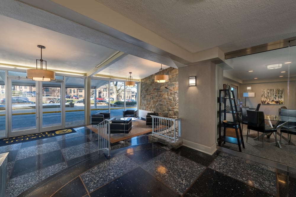 Elegant lobby at Ruxton Tower in Towson, Maryland