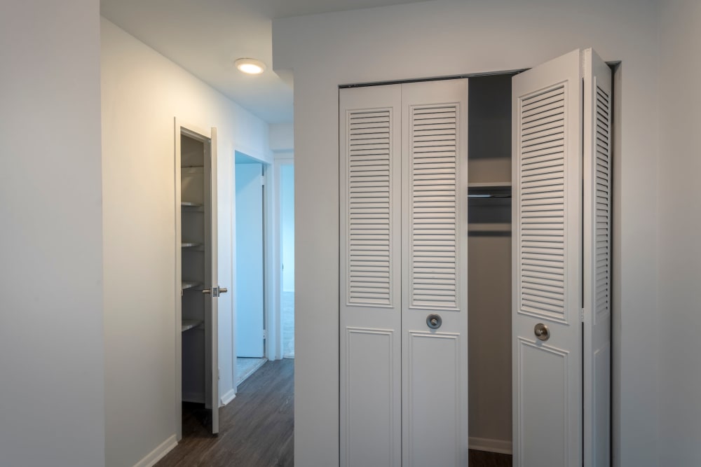 Hall closets at Ruxton Tower in Towson, Maryland