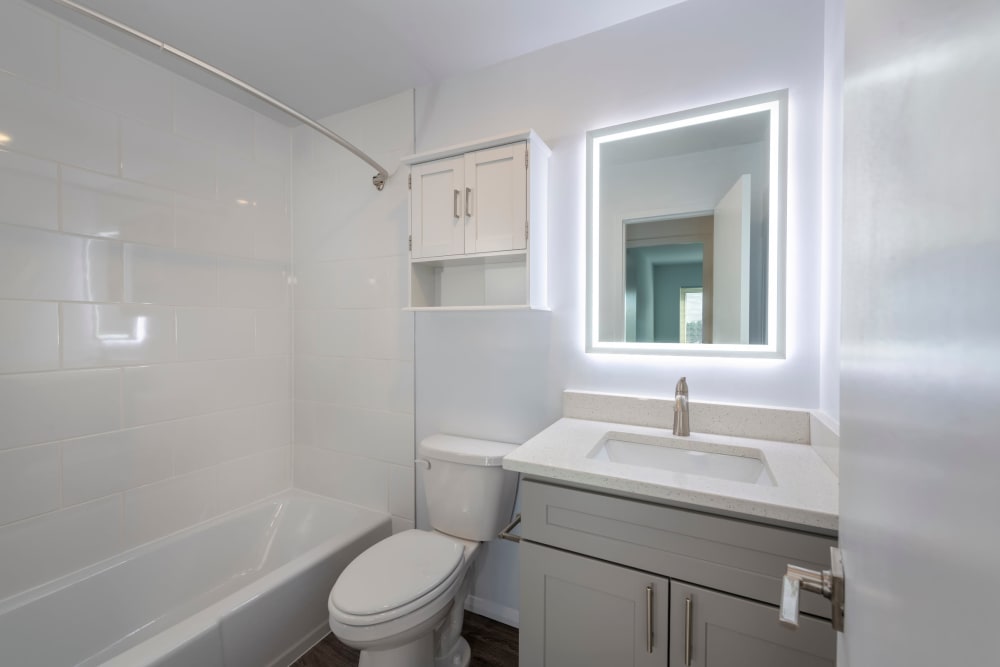 Model bathroom at Ruxton Tower in Towson, Maryland