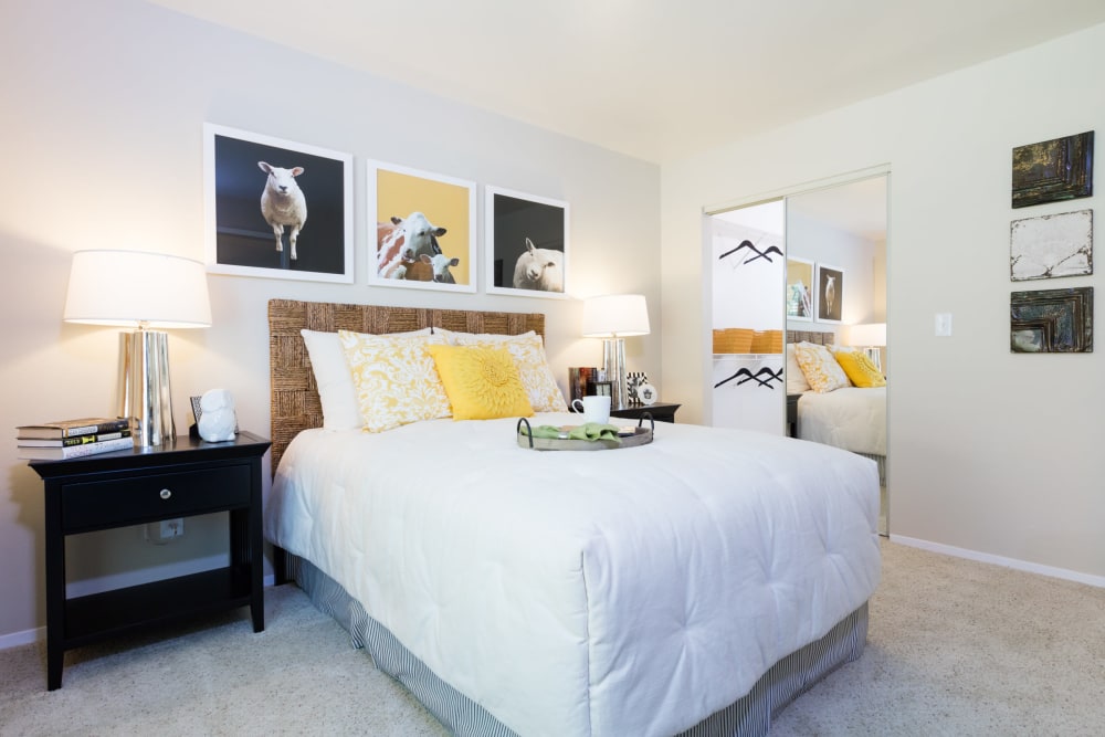 Master bedroom in a model home at Skyline at Murrayhill in Beaverton, Oregon