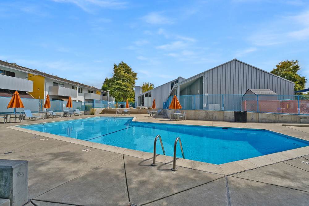 Swimming pool at Lakeside Village in San Leandro, California
