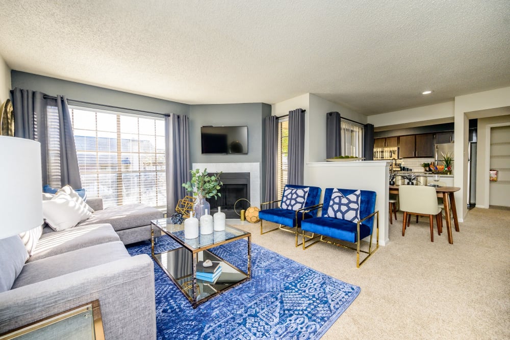 Luxury living room at Laurel Heights at Cityview in Fort Worth, Texas