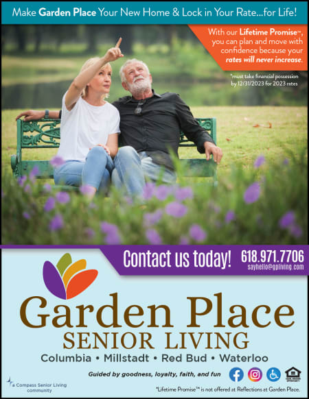 Lifetime promise flyer at Garden Place Waterloo in Waterloo, Illinois