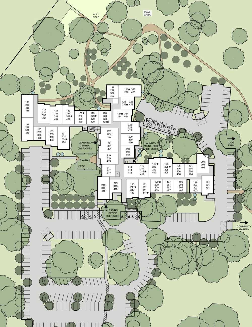 Site map at Homestead Oaks Apartments in Austin, Texas