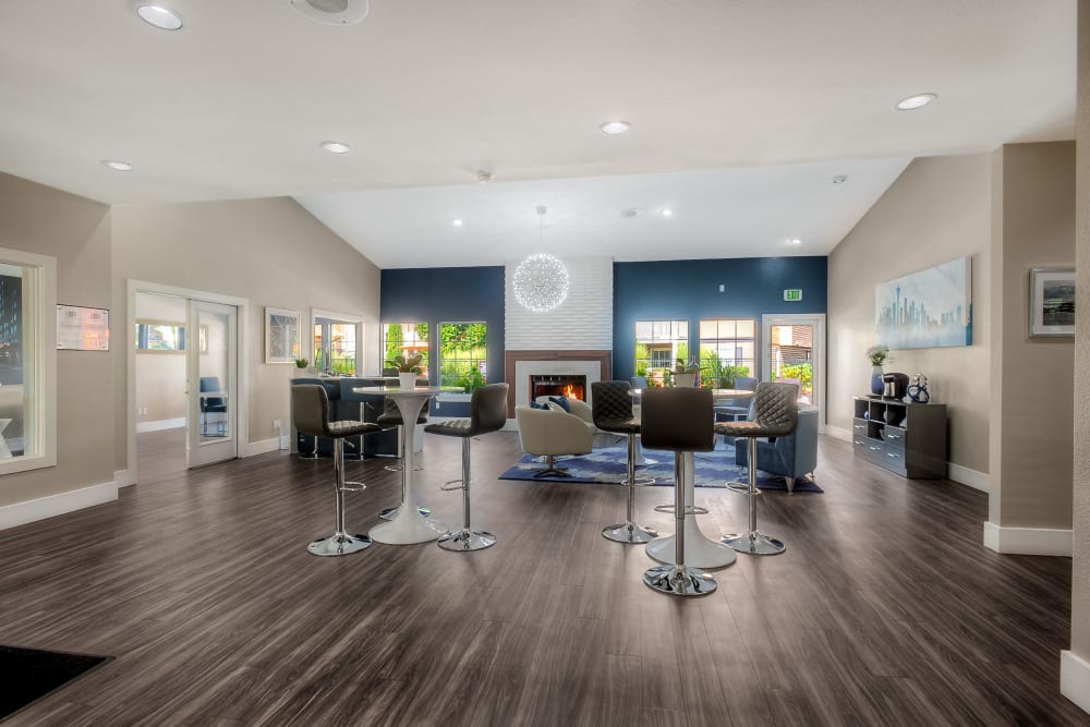 Community lounge area at Newport Crossing Apartments in Newcastle, Washington