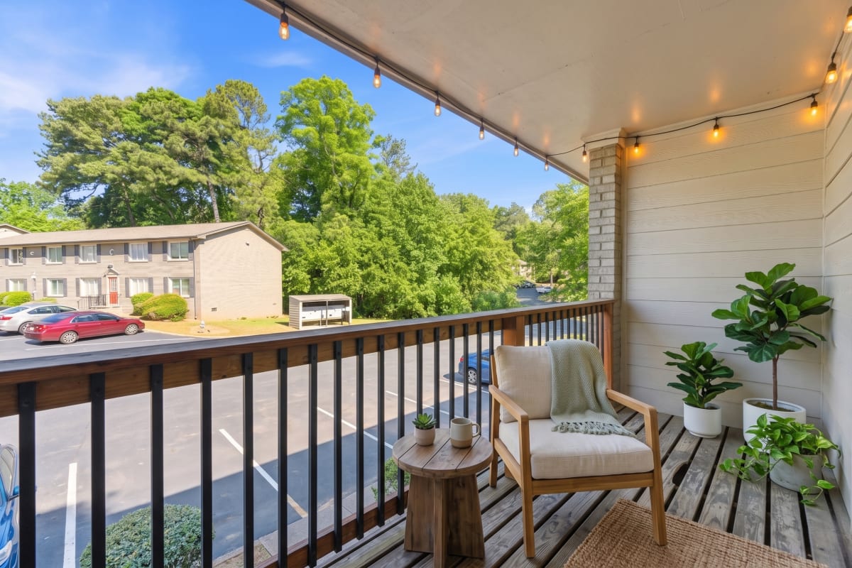 Private patio with community view at Broadway at East Atlanta in Atlanta, Georgia